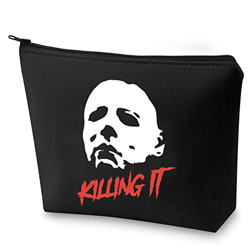 BAUNA Michael Halloween Myers Horrorfilm-Liebhaber Geschenk Killing It Reißverschlusstasche Make-up-Tasche, Weißes Zifferblatt von BAUNA