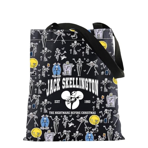 BAUNA Nightmare Movie Merchandise Inspired Tote Bag Jack Skull Canvas Bag Pumpkin King Gift Jack Sally Fans Gift Spooky Season Gift, J 1993 Tragetasche, 35*40cm von BAUNA