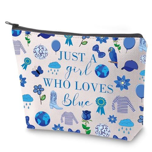 Blaue Kosmetiktasche Blue Lover Gift Just A Girl Who Loves Blaue Make-up-Tasche mit Reißverschluss Blau Themed Kulturbeutel, blau, Nein von BAUNA