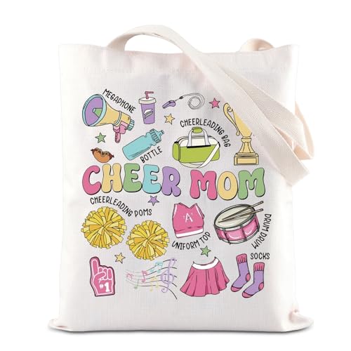 Cheer Mom Tote Bag Cheerleading Mama Geschenk Cheer Team Umhängetasche Cheerleader Life Canvas Bag Game Day Geschenk Cheer Dancer Geschenk, Cheer Mom Tragetasche, 35*40cm von BAUNA