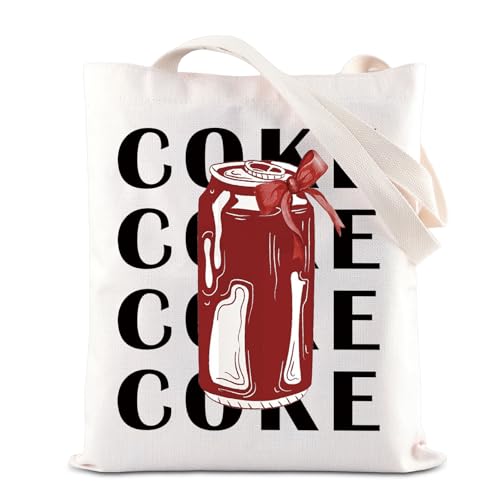 Coquette Coke Tote Bag Ästhetische Cola Can Canvas Bag Red Bow Cola Geschenk Soda Trinker Geschenk Cola Trinken Geschenk Cola Lovers Geschenk, Cola-Tragetasche, 35*40cm von BAUNA