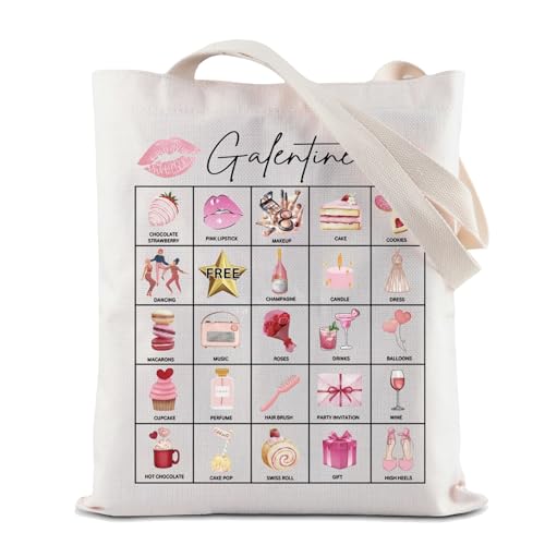 Happy Galentine's Day Gift Galentine Social Club Tote Bag Valentines Day Reusable Grocery Shopping Bag, Galentine Tragetasche, 35*40cm von BAUNA