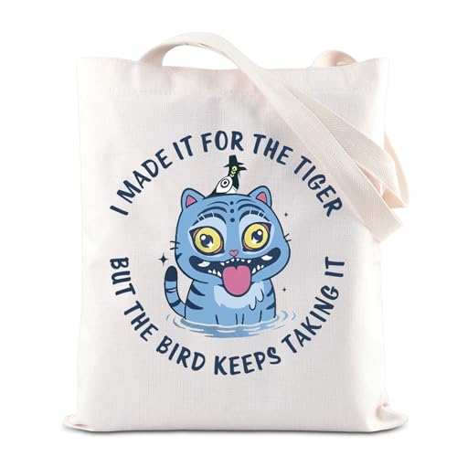 Hunters Movie Merchandise Tote Bag Derpy the Tiger And Bird Shoulder Bag Boy Band Fans Gift Music Tiger Lovers Gift, Tiger-Tragetasche, 35*40cm von BAUNA
