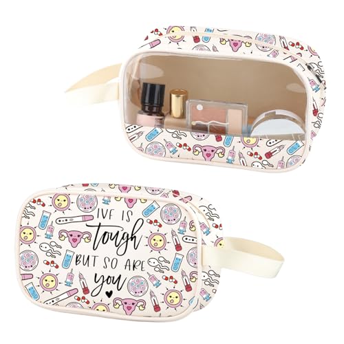 IVF Make-up-Tasche für Damen mit Unfruchtbarkeits-Motiv, transparent, IVF is Tough But So Are You PU-Leder Kosmetiktasche IVF PVC-Tasche, Ivf PU, Nein von BAUNA