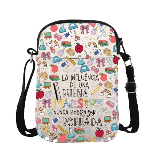 Maestra Wertschätzungsgeschenk Spanische Lehrerin Umhängetasche Maestra Bilingue Messenger Bag Lehrer Leben Geschenk, Maestra Cb, 15*21*2cm von BAUNA