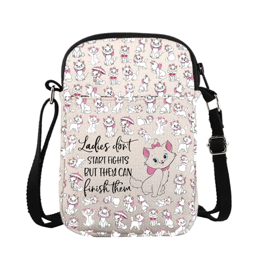 Marie Cat Umhängetasche Damen Don't Start Fight Messenger Bag Aristocats Marie Damen Umhängetasche, Damen Cb, 15*21*2cm von BAUNA