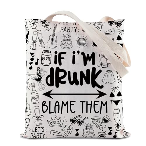 Motivierende Einkaufstasche, Alkohol, wiederverwendbar, Einkaufstasche mit Aufschrift "If I'm Drunk Blame Them", Umhängetasche, alkoholische Handtasche, Getroffene Tragetasche, 35*40cm von BAUNA
