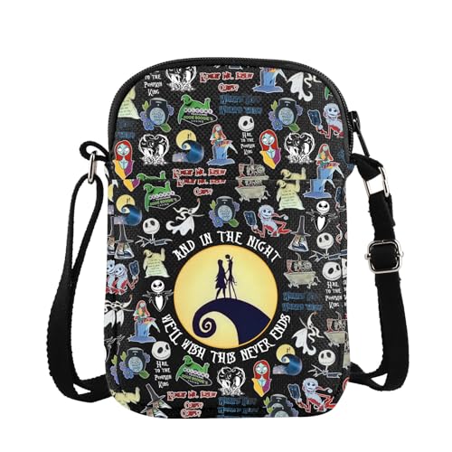 Nightmare Umhängetasche Jack Sally Messenger Bag Halloween Party Geschenk Nightmare Halloween Umhängetasche, Never Ends Crossbody, 15*21*2cm von BAUNA