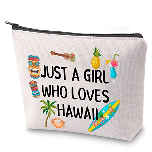 Sommer Urlaub Kosmetiktasche Just A Girl Who Loves Hawaii Make-up Tasche mit Reißverschluss Sommerausflug Reisetasche Strandliebhaber Geschenk Mädchen Reise Geschenk, Mädchen Hawaii von BAUNA
