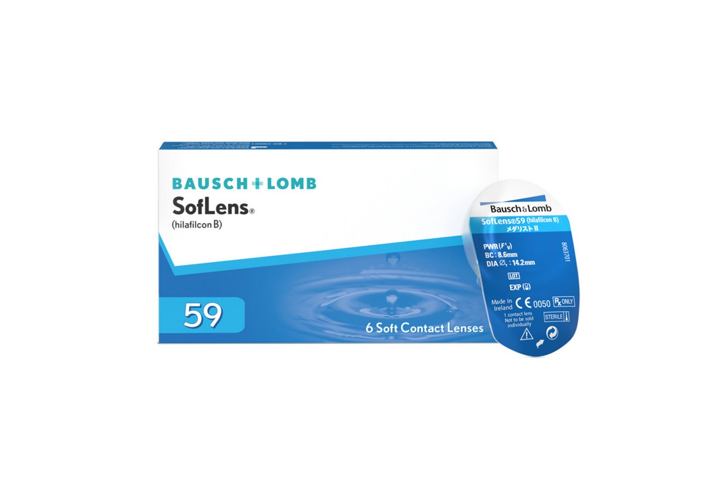 BAUSCH + LOMB Monatslinsen SofLens 59, sphärische Kontaktlinsen, weich, 6 Stück, BC 8.6 mm / DIA 14.2 von BAUSCH + LOMB
