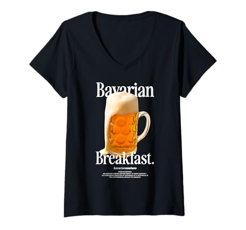 Damen Bavarian Breakfast X Frühschoppen Oktoberfest Wiesn Bier Maß T-Shirt mit V-Ausschnitt Damen Bavarian Breakfast X Frühschoppen Oktoberfest Wiesn Bier Maß T-Shirt mit V-Ausschnitt von BAVARIAN BREAKFAST - BAVARIAN COUTURE OKTOBERFEST