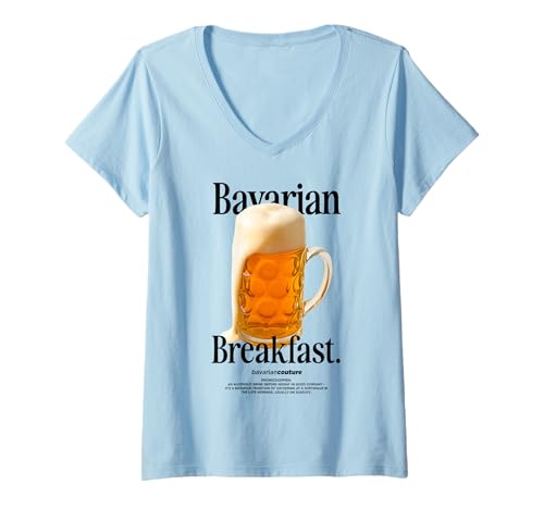 Damen Bavarian Breakfast X Frühschoppen Oktoberfest Wiesn Bier Maß T-Shirt mit V-Ausschnitt Damen Bavarian Breakfast X Frühschoppen Oktoberfest Wiesn Bier Maß T-Shirt mit V-Ausschnitt von BAVARIAN BREAKFAST - BAVARIAN COUTURE OKTOBERFEST