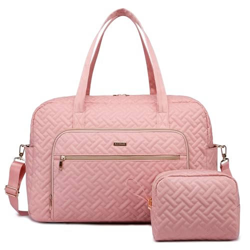 Reisetasche für Damen, Wochenendtasche, Übernachtungstasche, mit Laptopfach, Krankenhaustasche, Wochenend-Tragetasche für Flugzeug, Pink von BAVERGE