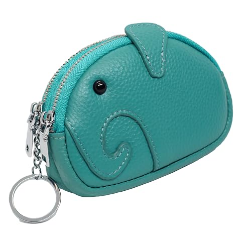 BAWAKO Kleingeldbörse Elefant Shape aus Leder - Schlüsseltasche Münzbörse Münzbeutel Coin Purse klein Geldbörse Geldbeutel Kleingeldportemonnaie (Blau) von BAWAKO