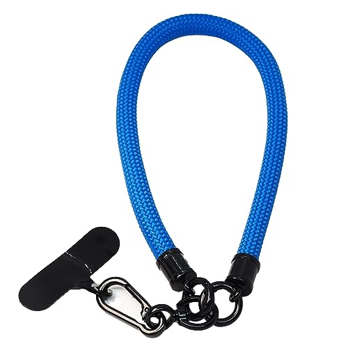 BAWAKO Premium Schlüsselband mit Karabinerhaken, Handband für Schlüssel Namensschild Handy Kamera, Schnappfeder, Schlüsselanhänger Damen und Herren, Lanyard rund gewebt (Blau) von BAWAKO