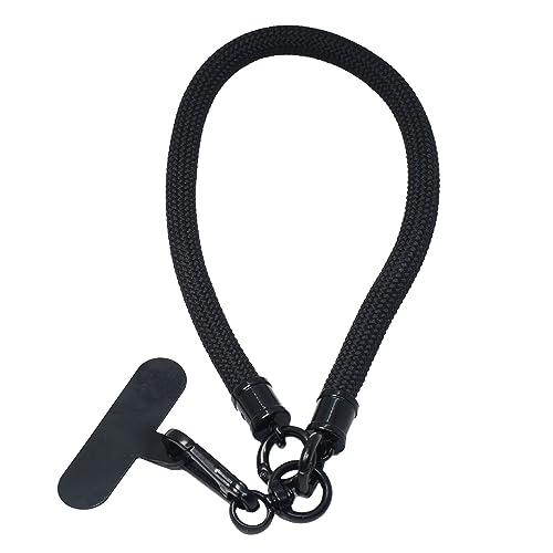 BAWAKO Premium Schlüsselband mit Karabinerhaken, Handband für Schlüssel Namensschild Handy Kamera, Schnappfeder, Schlüsselanhänger Damen und Herren, Lanyard rund gewebt (Schwarz) von BAWAKO