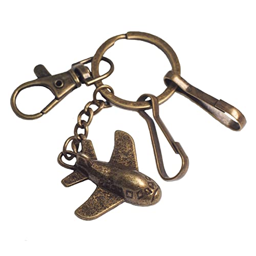 BAWAKO Schlüsselanhänger aus hochwertigen Metall mit Karabiner und bezaubernde Metall Accessoire， Schlüsselring für Autoschlüssel Wohnungschlüssel tolle Qualität (Flugzeug) von BAWAKO