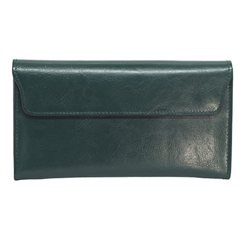 BAWAKO große geldbörse aus echt Leder, 3 Fächer,1 abtrennbar Kartenhalter,Portemonnaie im Langformat für Geldschein Ausweis Karten Handy Damen Herren, magnetisch Klappgeldbeutel(Grun) von BAWAKO