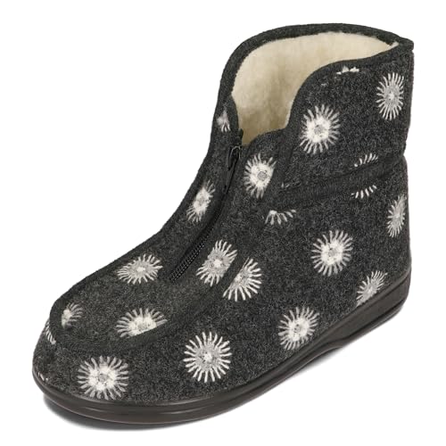 BAWAL Damen Herren Warme Hausschuhe aus Filz mit Wolle Gefüttert Reißverschluss Unisex Hüttenschuhe 36-46 EU (Graphite, EU Schuhgrößensystem, Erwachsene, Numerisch, M, 39) von BAWAL