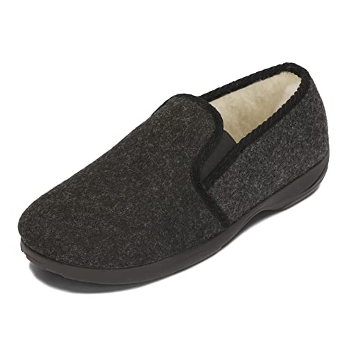 BAWAL Damen Herren Warme Filz Hausschuhe mit Wolle Gefüttert Sehr Warme Pantoffeln 36-46 EU (Grau/Schwarz, EU Schuhgrößensystem, Erwachsene, Numerisch, M, 42) von BAWAL