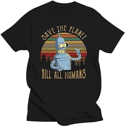 Save The Planet Kill All Humans T-Shirt Black M von BAWCN