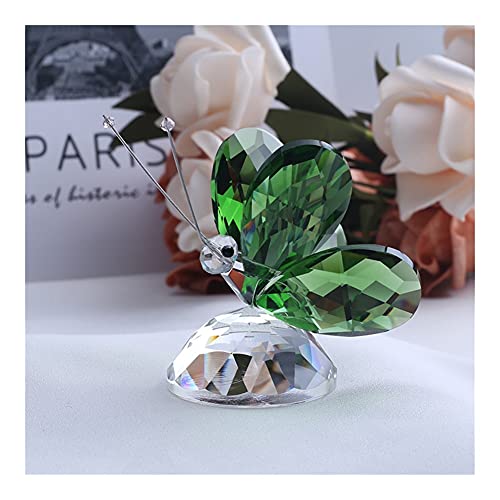 BAWHO For Handgemachte Kristallschmetterling Miniaturfigur Tier Kristall Handwerk Glas Gartenfee Ornament Wohnkultur Geschenk Briefbeschwerer QINTINYIN (Color : Green, Size : With gift box) von BAWHO