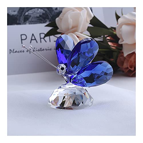 For Handgemachte Kristallschmetterling Miniaturfigur Tier Kristall Handwerk Glas Gartenfee Ornament Wohnkultur Geschenk Briefbeschwerer QINTINYIN (Color : Blue, Size : With gift box) von BAWHO