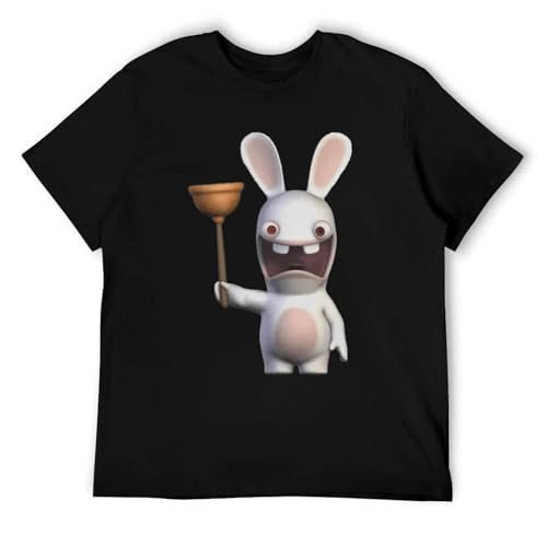 Fight-Men-T-Shirts-Rabbids-Invasion-Leisure-Tees-Short-Sleeve-Round-Neck-T-Shirt-Pure-Cotton Black von BAWUN