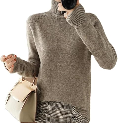 BAWUTZ Kaschmir-Pullover für Damen, Rollkragenpullover Damen,Langarmpullover, Freizeitpullover, Stehkragen Strickpulli Langarm Rolli Sweater für Herbst Winter (Kamel,XXL) von BAWUTZ