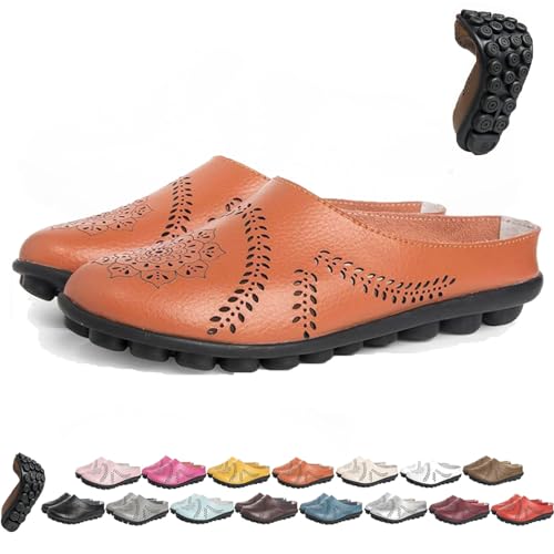 BAWUTZ Owlkay-Schuhe für Damen, Owlkay-lässige All-Match-Slipper mit Hohlsohle, Owlkay-lässige All-Match-Slipper mit Hohlsohle, Owlkay-Orthopädische Schuhe für Damen mit niedrigem Schaft (38,Orange) von BAWUTZ