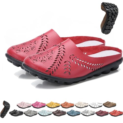 BAWUTZ Owlkay-Schuhe für Damen, Owlkay-lässige All-Match-Slipper mit Hohlsohle, Owlkay-lässige All-Match-Slipper mit Hohlsohle, Owlkay-Orthopädische Schuhe für Damen mit niedrigem Schaft (36,Rot) von BAWUTZ