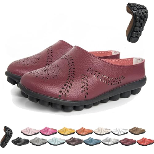 BAWUTZ Owlkay-Schuhe für Damen, Owlkay-lässige All-Match-Slipper mit Hohlsohle, Owlkay-lässige All-Match-Slipper mit Hohlsohle, Owlkay-Orthopädische Schuhe für Damen mit niedrigem Schaft (43,Rotwein) von BAWUTZ