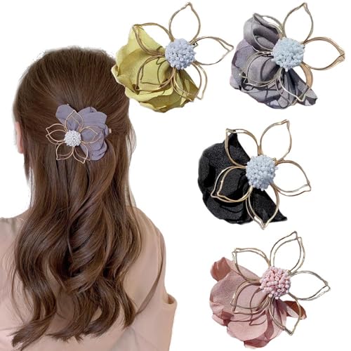 Blumen Haarklammer,Elegante Metallblumen-Haarnadel,Rutschfeste Niedliche Blume Hair Claw Clips,Niedliche Blumenförmige Clip-Haarnadel für Frauen,süßer Clip, Kopfschmuck, Entenschnabel-Clip (Farbe) von BAWUTZ