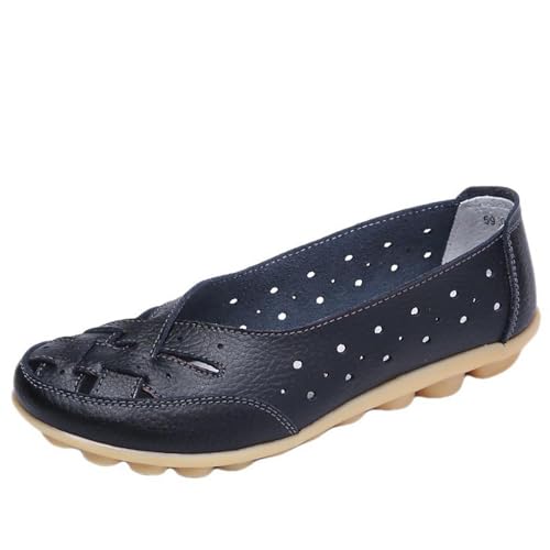 Klassische Penny Loafers für Frauen, Atmungsaktive Mokassins-Schuhe, Damen Bequeme Leder-Loafer zum Hineinschlüpfen, Orthopädische Slipper,orthopädische Slipper aus atmungsaktivem Leder (37,Schwarz) von BAWUTZ