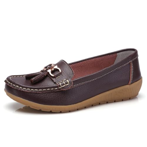 Klassische Penny Loafers für Frauen, Atmungsaktive Mokassins-Schuhe für Damen, orthopädische Schuhe für Damen,Breathable Leather Breathable Casual Shoes for Women,Hiking Shoes (43 EU,Braun) von BAWUTZ