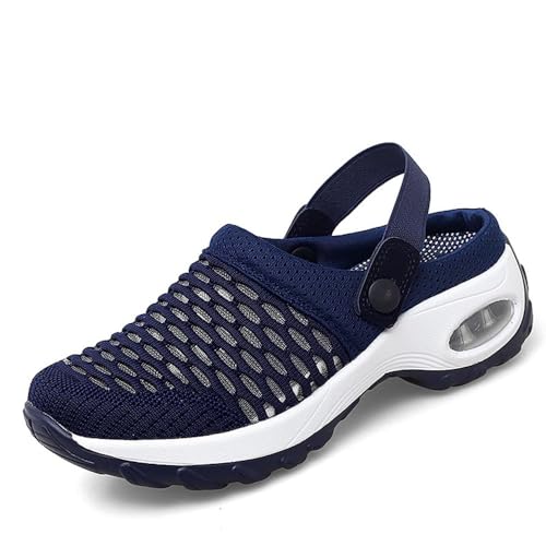 Orthopädische Schuhe Damen,Air Cushion Slip On Sneakers,Casual Mesh Atmungsaktiv mit Einlegesohle Hausschuhe Turnschuhe,Leichtgewicht Luftkissen Frauen Anti-Rutsch-Schuhe Mom Schuhe (Blau,38) von BAWUTZ