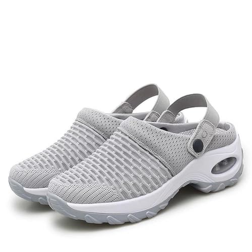 BAWUTZ Orthopädische Schuhe Damen,Air Cushion Slip On Sneakers,Casual Mesh Atmungsaktiv mit Einlegesohle Hausschuhe Turnschuhe,Leichtgewicht Luftkissen Frauen Anti-Rutsch-Schuhe Mom Schuhe (Grau,42) von BAWUTZ