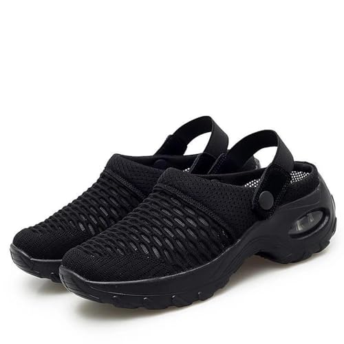 Orthopädische Schuhe Damen,Air Cushion Slip On Sneakers,Casual Mesh Atmungsaktiv mit Einlegesohle Hausschuhe Turnschuhe,Leichtgewicht Luftkissen Frauen Anti-Rutsch-Schuhe Mom Schuhe (Schwarz,37) von BAWUTZ