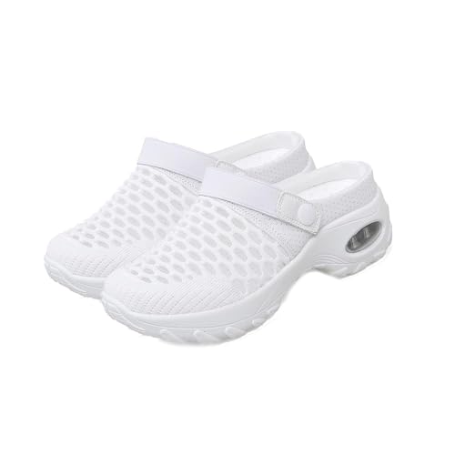 BAWUTZ Orthopädische Schuhe Damen,Air Cushion Slip On Sneakers,Casual Mesh Atmungsaktiv mit Einlegesohle Hausschuhe Turnschuhe,Leichtgewicht Luftkissen Frauen Anti-Rutsch-Schuhe Mom Schuhe (Weiß,39) von BAWUTZ