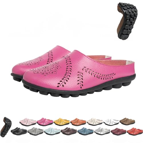 Owlkay-Schuhe für Damen, Owlkay-lässige All-Match-Slipper mit Hohlsohle, Owlkay-lässige All-Match-Slipper mit Hohlsohle, Owlkay-Orthopädische Schuhe für Damen mit niedrigem Schaft (35,Rose Rot) von BAWUTZ