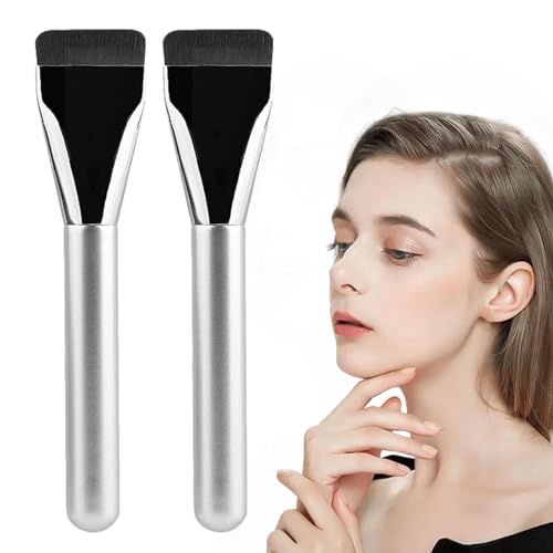 Ultra Thin Foundation Brush,Flacher Foundation Pinsel,Flacher Foundation Makeup Pinsel,Flach Faserhaar Foundation Concealer Brush, Make Up Pinsel Puderpinsel für Flüssiger Damen Geschenke (2PC) von BAWUTZ