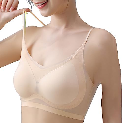 Ultradünner Sommer-Komfort-BH aus Eisseide in Übergröße,Ice Silk Air Bra mit herausnehmbarem Polster,Atmungsaktiver und Leichter,Nahtloser BH für Schlafen Yoga (Farbe,XL) von BAWUTZ