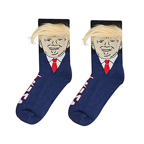 BAXIXINGYUNMU Herren Socken, Parodie Lustige Präsident Donald Trump Socken mit 3D Kunsthaar Crew Socken Herren Socken von BAXIXINGYUNMU