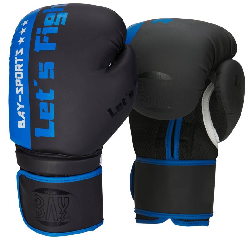 BAY-Sports Boxhandschuhe Let´s Fight Box-Handschuhe blau Mesh Boxen Kickboxen Thaiboxen 8, 10 (Paar), Kombination von glänzend und matt, Kinder und Erwachsene von BAY-Sports