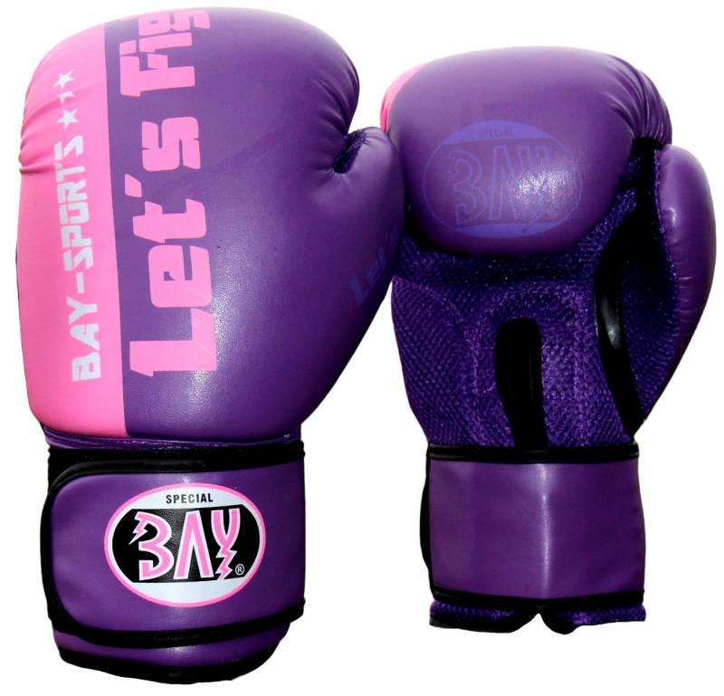 BAY-Sports Boxhandschuhe Let´s Fight Damen Edition lila violett pink rosa Box-Handschuhe Boxen (Paar, Klettverschluss), 8 und 10 Unzen, Kinder und Erwachsene von BAY-Sports