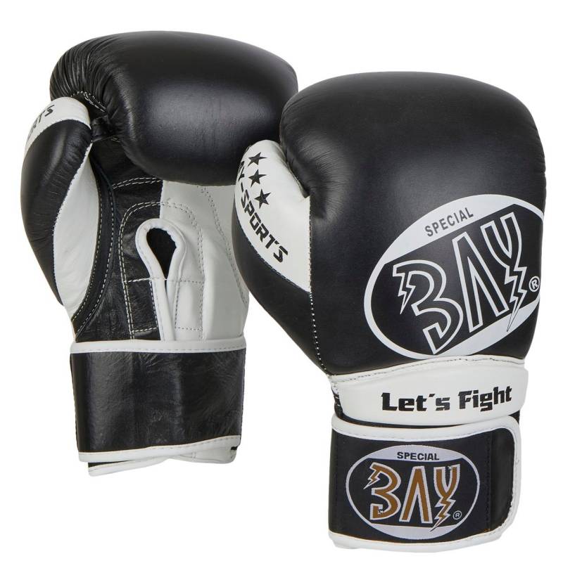 BAY-Sports Boxhandschuhe Strike Box-Handschuhe Leder schwarz Boxen Kickboxen von BAY-Sports
