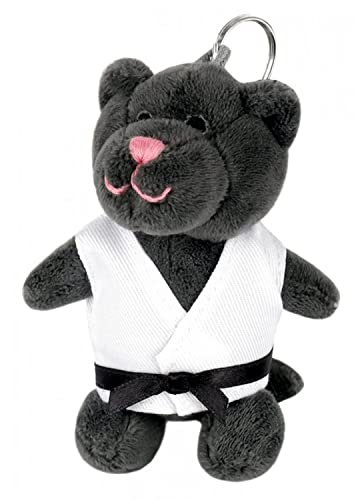 BAY Panther Schlüsselanhänger Kampfsport Karate Plüschtier Stofftier Taekwondo Judo Glücksbringer Maskottchen Kickboxen MMA Krav Maga Kinder Erwachsene von BAY