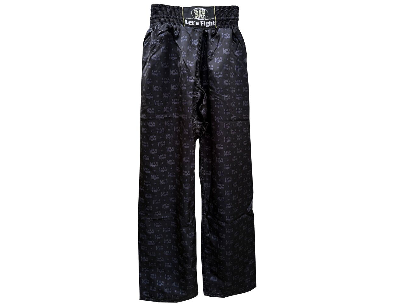 BAY-Sports Sporthose Allover Kickboxhose Let´s Fight schwarz S-XXL Erwachsene Kickbox-Hose (Stück, Polyester) sportlich-edles Design. Allover- Let´s Fight Logo-Print. von BAY-Sports