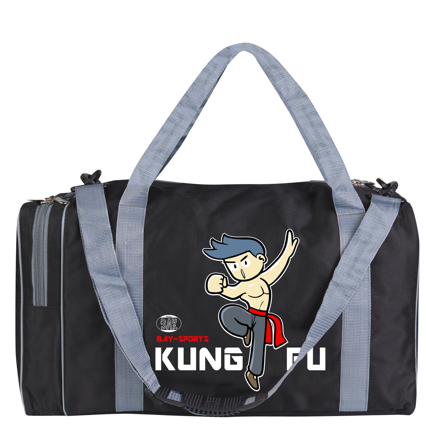 BAY-Sports Sporttasche Kung Fu Trainingstasche für Kinder Wing Chun Shaolin Kindertasche grau (Stück), Für kleine Nachwuchsfighter, 50 cm, aufgeweckten Design Mädchen/Jungs von BAY-Sports