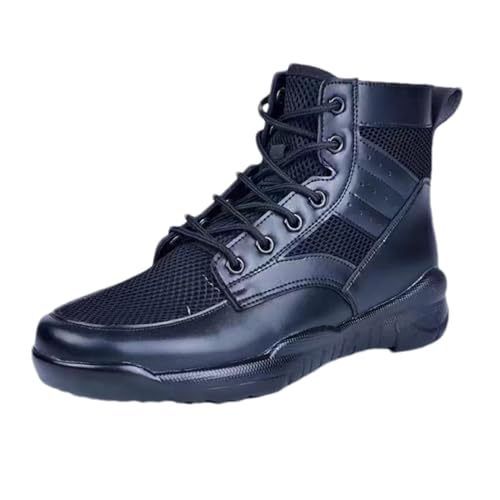 BAYAJIAZ Militärische Taktische Stiefel Für Herren, Leichte, Bequeme Stiefel,Niedrig Geschnittene Trainingsschuhe,Für Die Arbeit Den Ganzen Tag Motorrad-Kampf-Wanderstiefel,Schwarz,41 EU von BAYAJIAZ